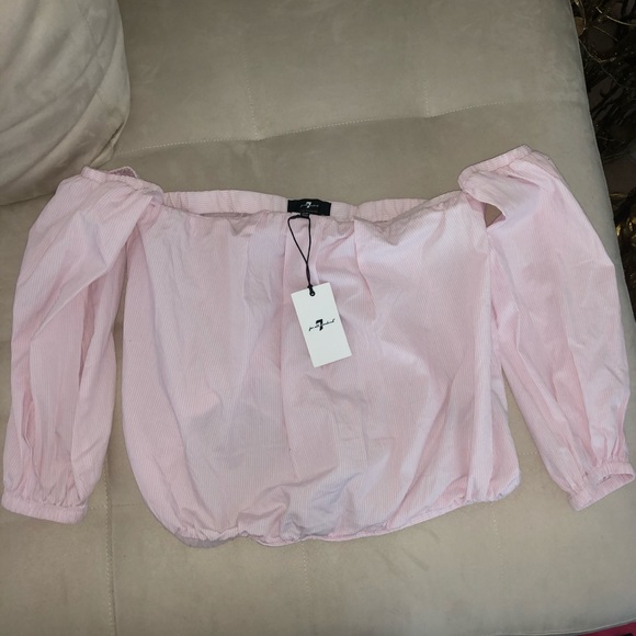 NWT 7 for all mankind off the shoulder shirt XS - Picture 3 of 8